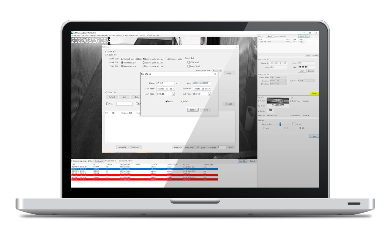 Controllo telecamera IP ANPR da browser